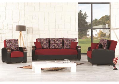 Mobimax Red Polyester Sofabed,Ottomanson (Previously Casamode)